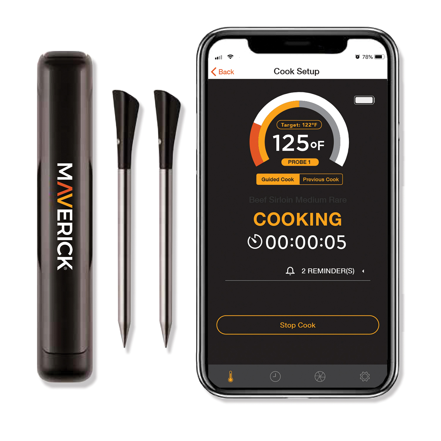 Wireless Grill Thermometer with Long Wireless Range and 4 Stainless Steel  Probes Meat Thermometer